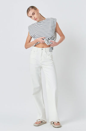 GREY LAB - Striped Padded Sleeveless Top - TOPS available at Objectrare