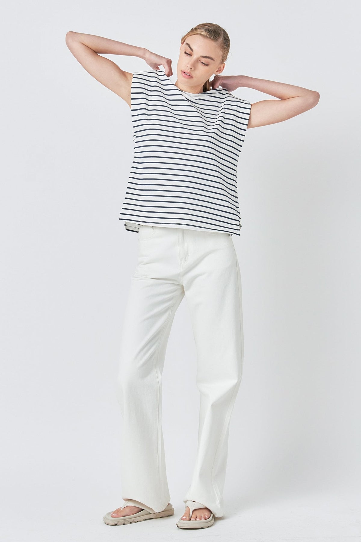 GREY LAB - Grey Lab - Striped Padded Sleeveless Top - TOPS available at Objectrare