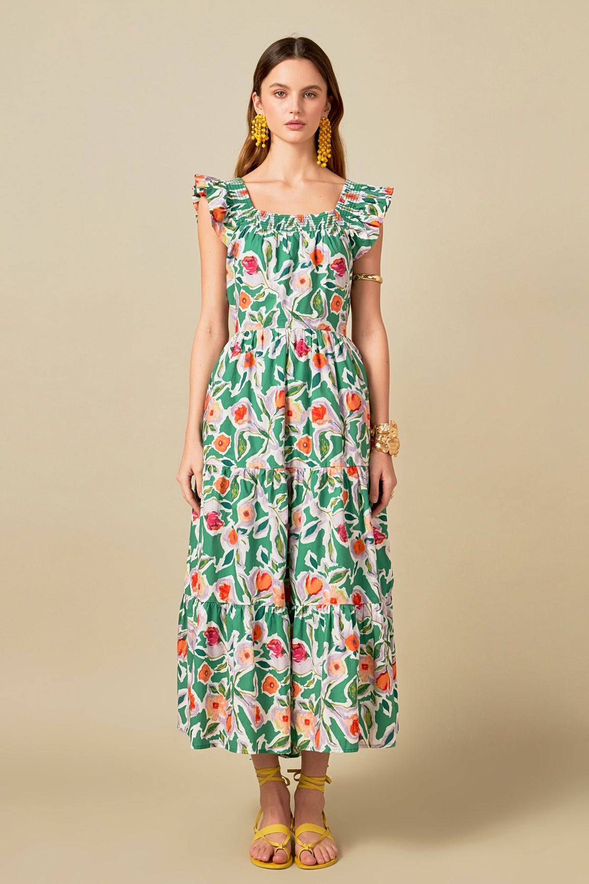 ENGLISH FACTORY - Back Bow Floral Midi Dress - DRESSES available at Objectrare