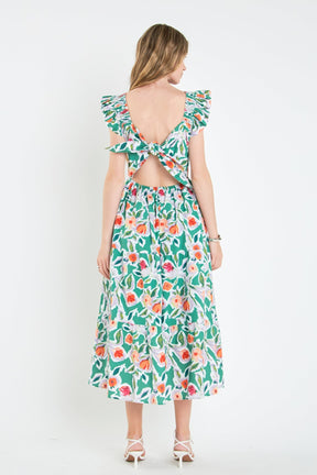 ENGLISH FACTORY - English Factory - Back Bow Floral Midi Dress - DRESSES available at Objectrare