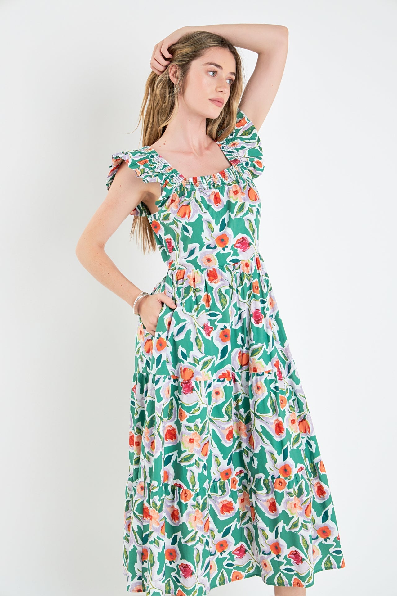 ENGLISH FACTORY - English Factory - Back Bow Floral Midi Dress - DRESSES available at Objectrare