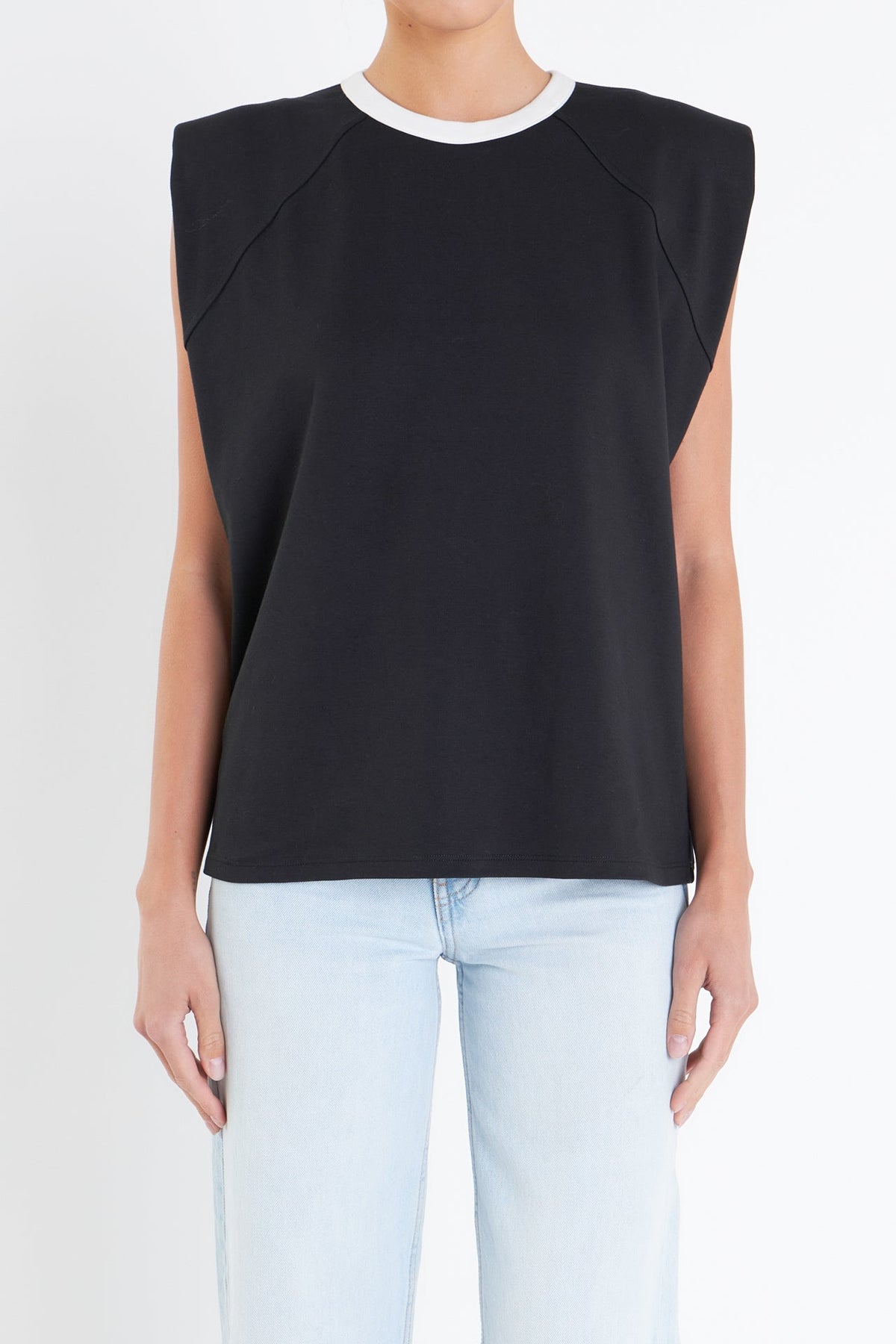 GREY LAB - Contrast Neckline Sleeveless Top - T-SHIRTS available at Objectrare
