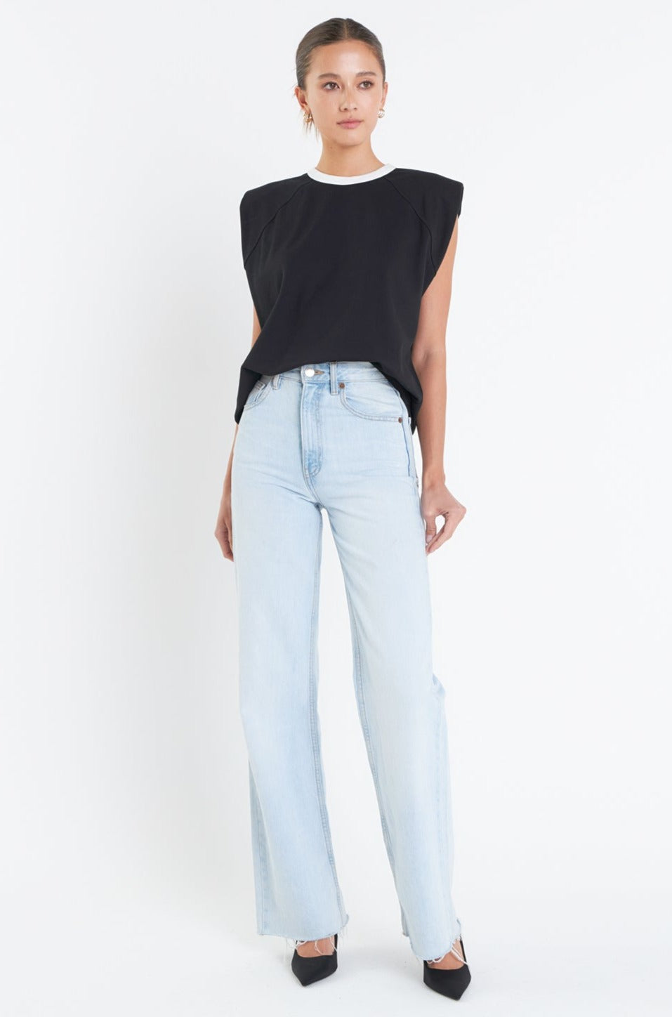 GREY LAB - Contrast Neckline Sleeveless Top - TOPS available at Objectrare