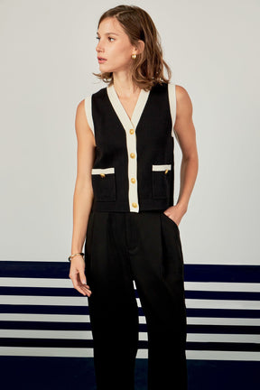 ENGLISH FACTORY - Colorblock Knit Vest - VESTS available at Objectrare