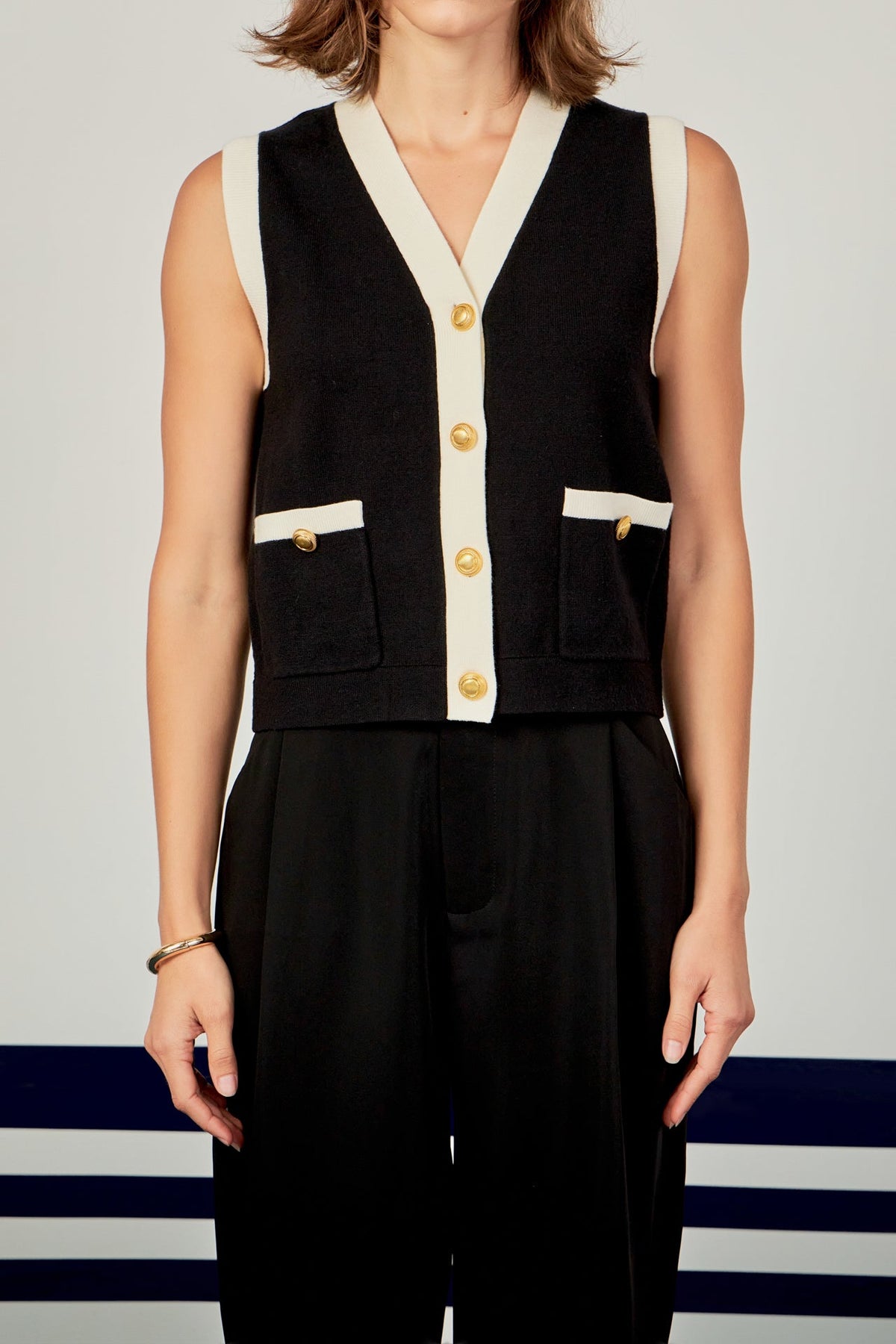 ENGLISH FACTORY - English Factory - Colorblock Knit Vest - VEST available at Objectrare