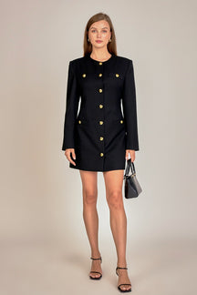 Power Shoulder Mini Dress