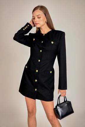Power Shoulder Mini Dress