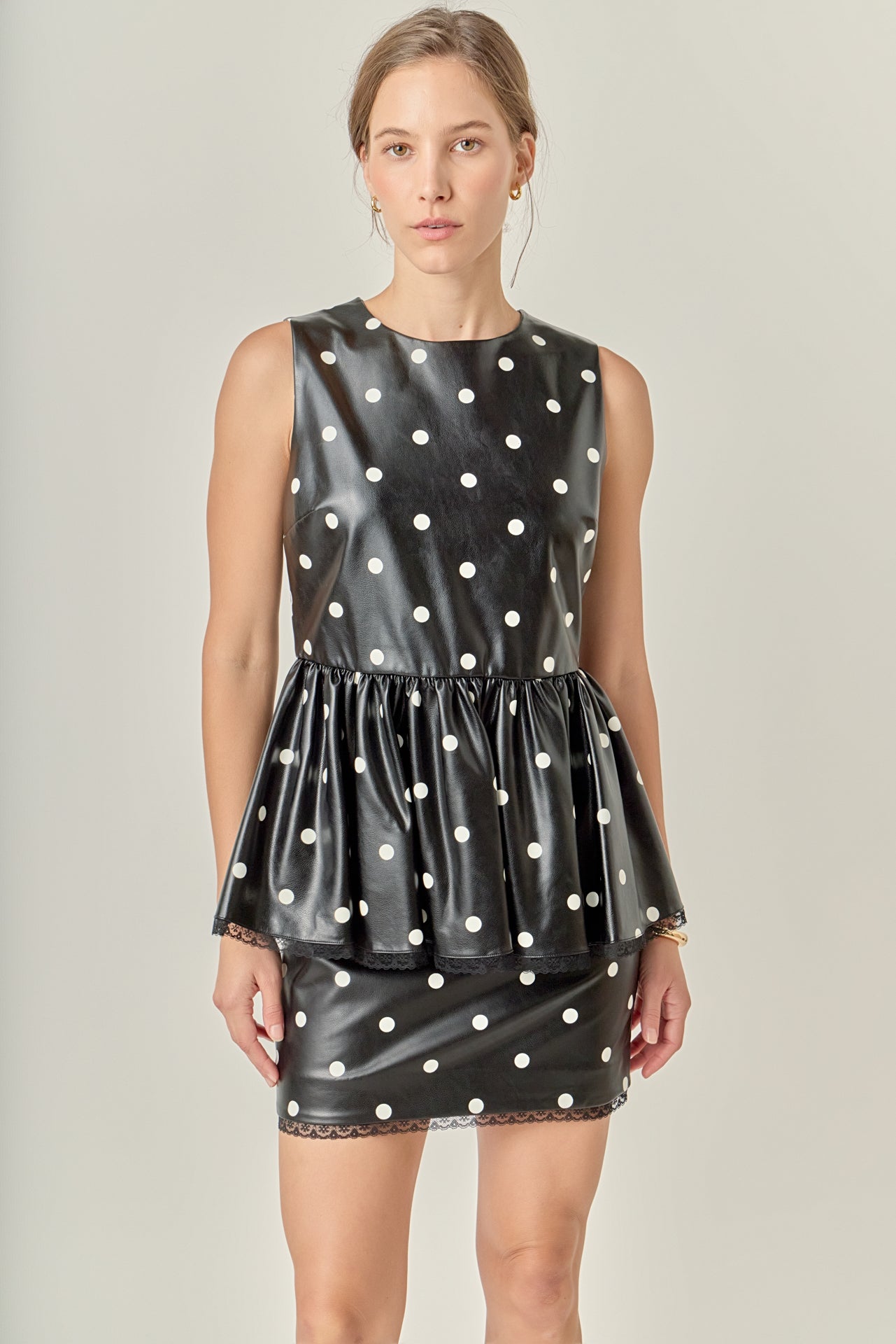 ENGLISH FACTORY - Pu Polka Dot Top - TOPS available at Objectrare