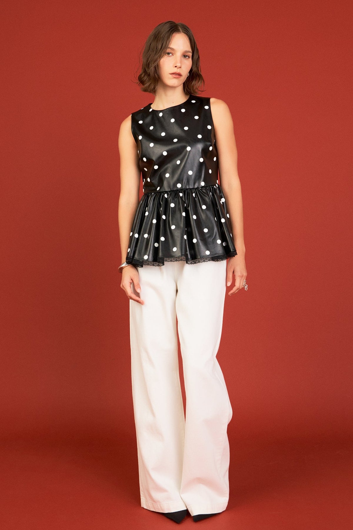 ENGLISH FACTORY - English Factory - Pu Polka Dot Top - TOPS available at Objectrare