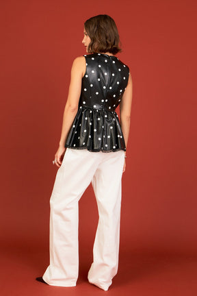 ENGLISH FACTORY - English Factory - Pu Polka Dot Top - TOPS available at Objectrare