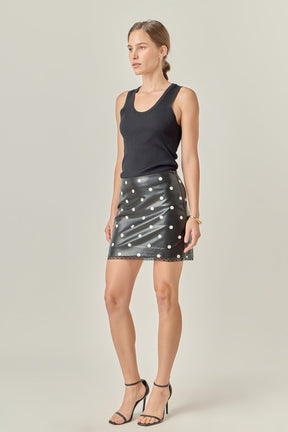 ENGLISH FACTORY - Polka Dot Pu Mini Skirt - SKIRTS available at Objectrare