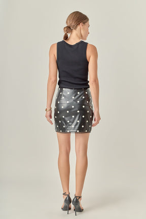 ENGLISH FACTORY - Polka Dot Pu Mini Skirt - SKIRTS available at Objectrare