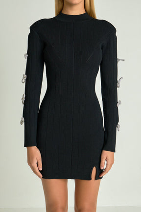 ENDLESS ROSE - Rhinestone Bow Knit Dress - DRESSES available at Objectrare