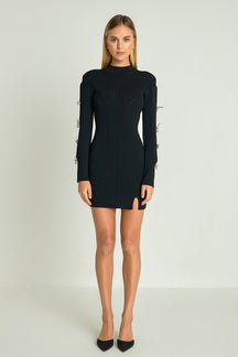 ENDLESS ROSE - Rhinestone Bow Knit Dress - DRESSES available at Objectrare