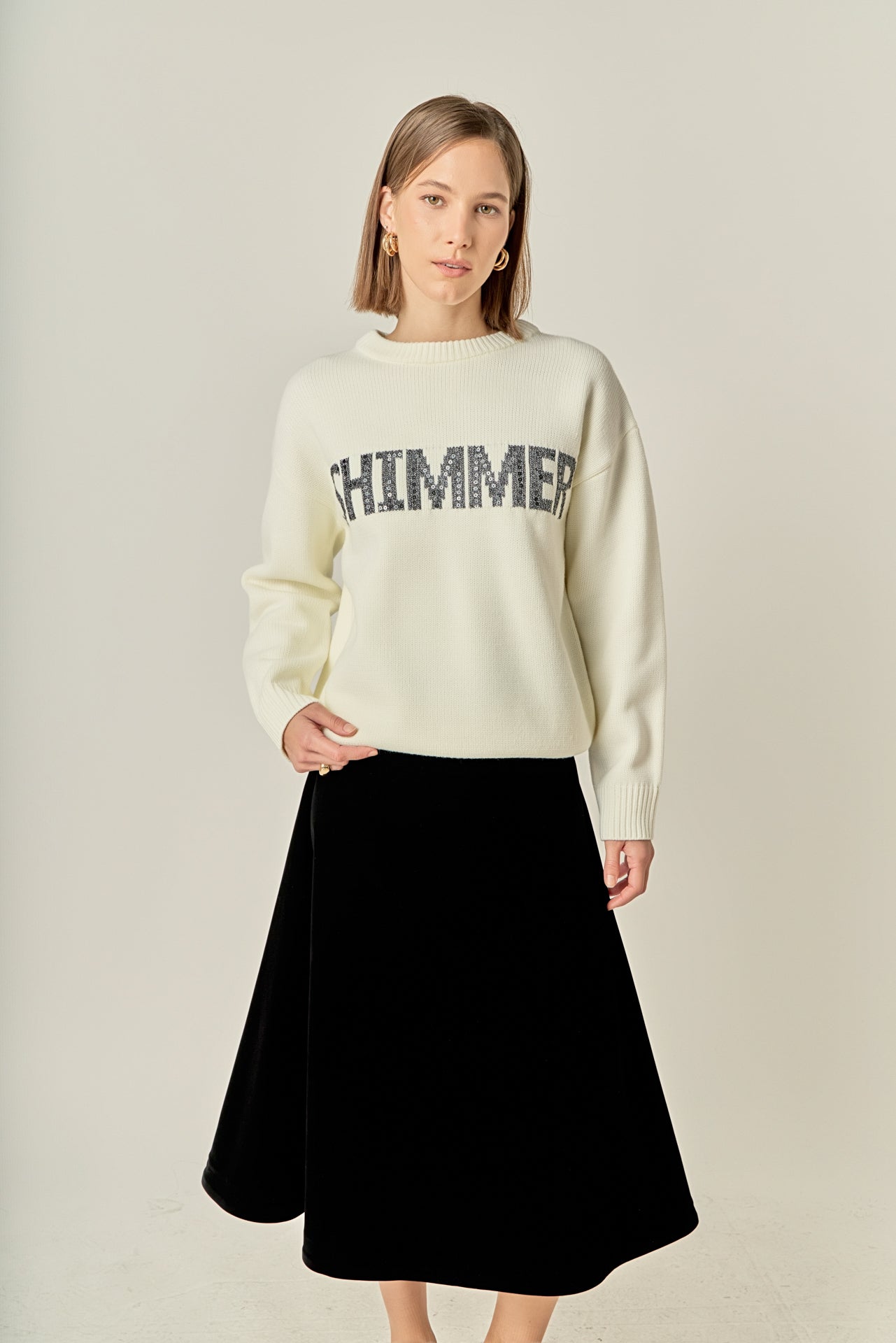 ENGLISH FACTORY - Holiday Sequins Lettering Sweater - SWEATERS & KNITS available at Objectrare