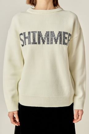 ENGLISH FACTORY - Holiday Sequins Lettering Sweater - SWEATERS & KNITS available at Objectrare