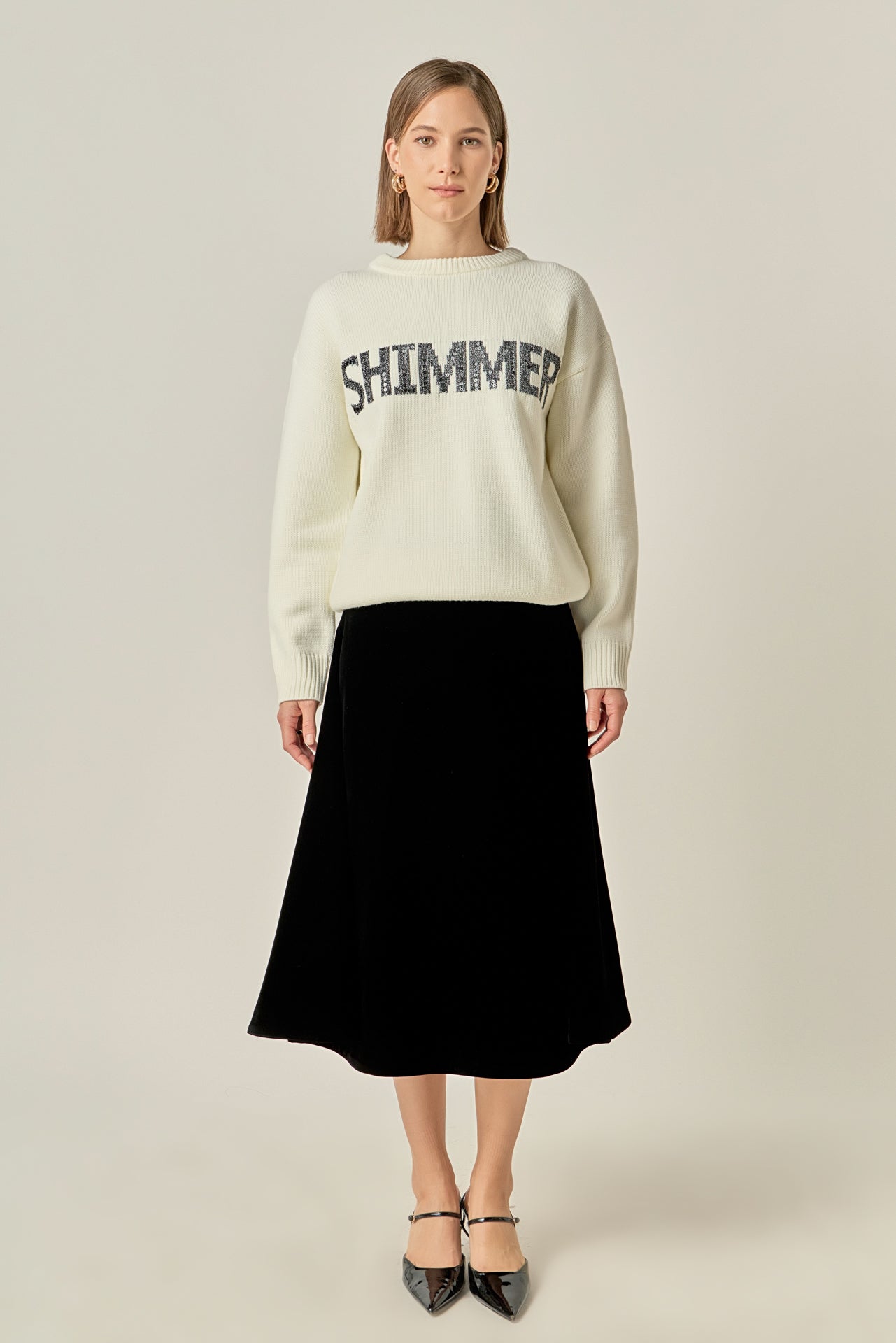 ENGLISH FACTORY - Holiday Sequins Lettering Sweater - SWEATERS & KNITS available at Objectrare