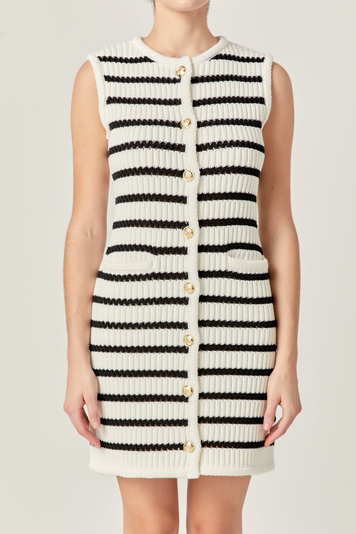 ENGLISH FACTORY - Striped Knit Vest Dress - DRESSES available at Objectrare