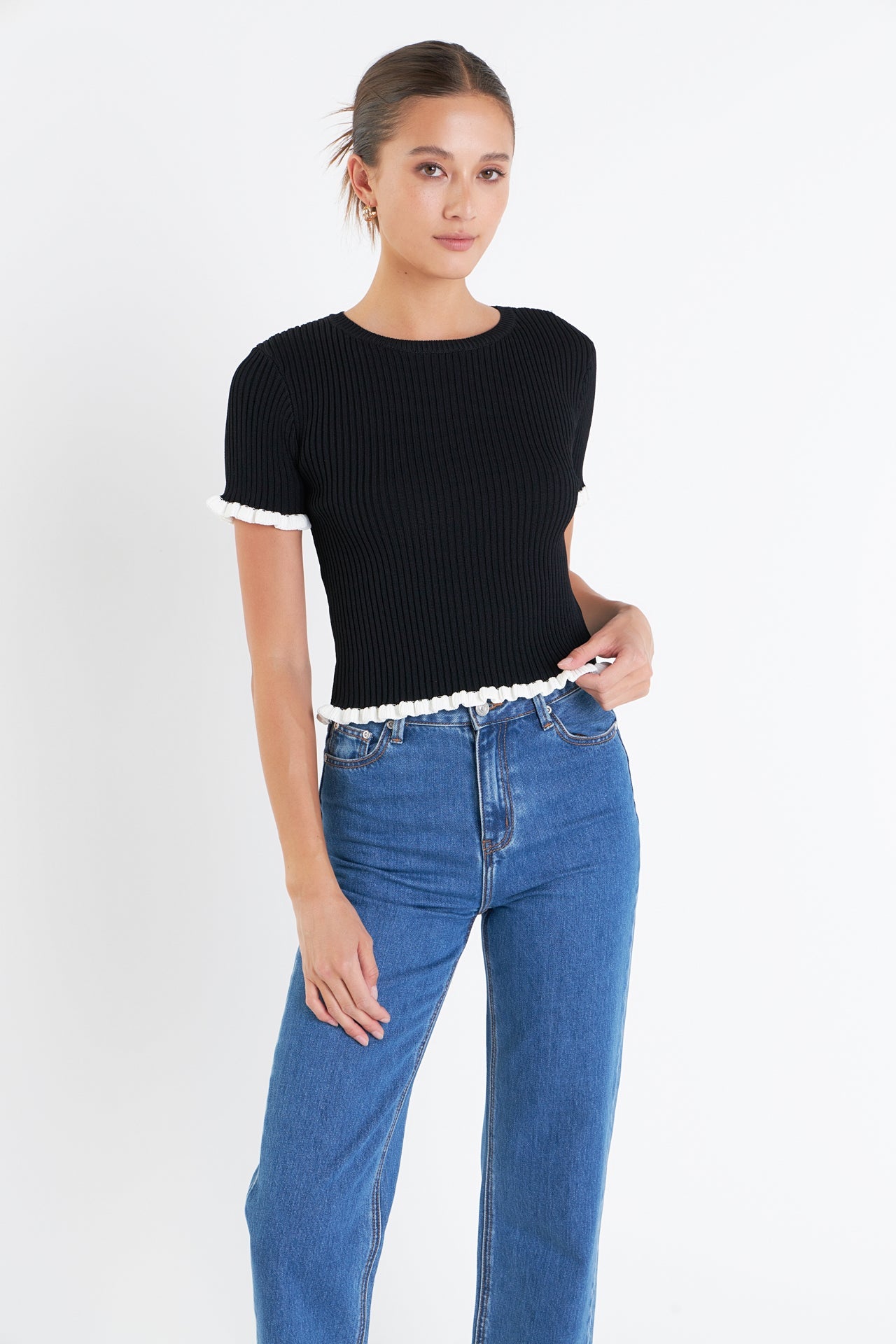 ENGLISH FACTORY - Ruffle Detailed Knit Top - TOPS available at Objectrare