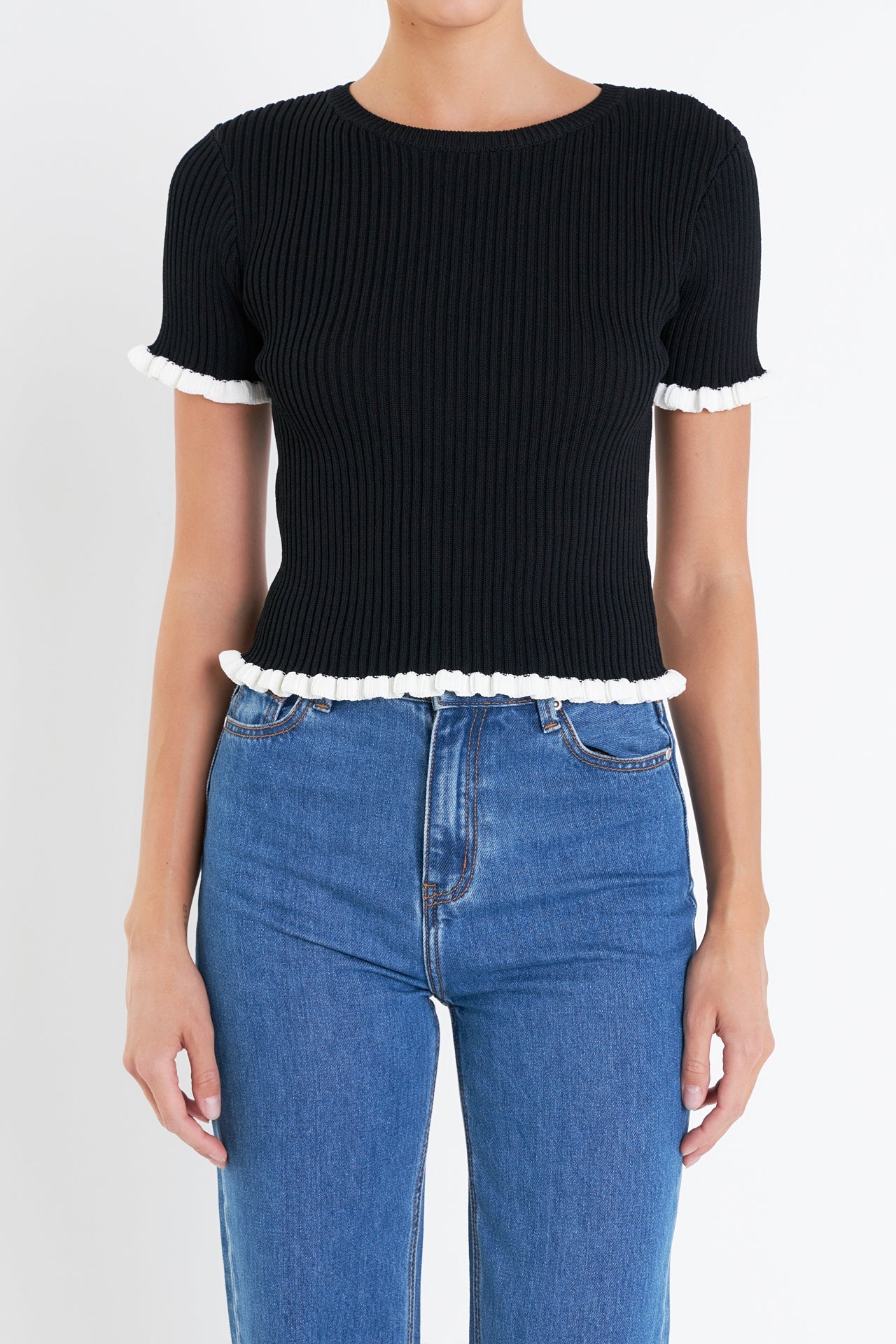 ENGLISH FACTORY - Ruffle Detailed Knit Top - TOPS available at Objectrare