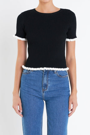 ENGLISH FACTORY - English Factory- Ruffle Detailed Knit Top - TOPS available at Objectrare