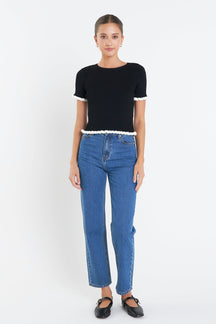 ENGLISH FACTORY - Ruffle Detailed Knit Top - TOPS available at Objectrare
