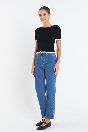 ENGLISH FACTORY - Ruffle Detailed Knit Top - TOPS available at Objectrare