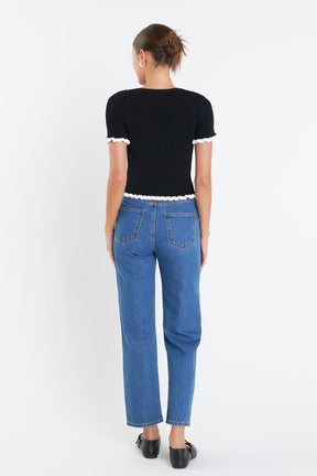 ENGLISH FACTORY - Ruffle Detailed Knit Top - TOPS available at Objectrare
