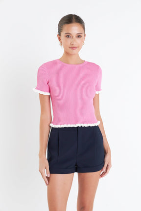 ENGLISH FACTORY - Ruffle Detailed Knit Top - TOPS available at Objectrare