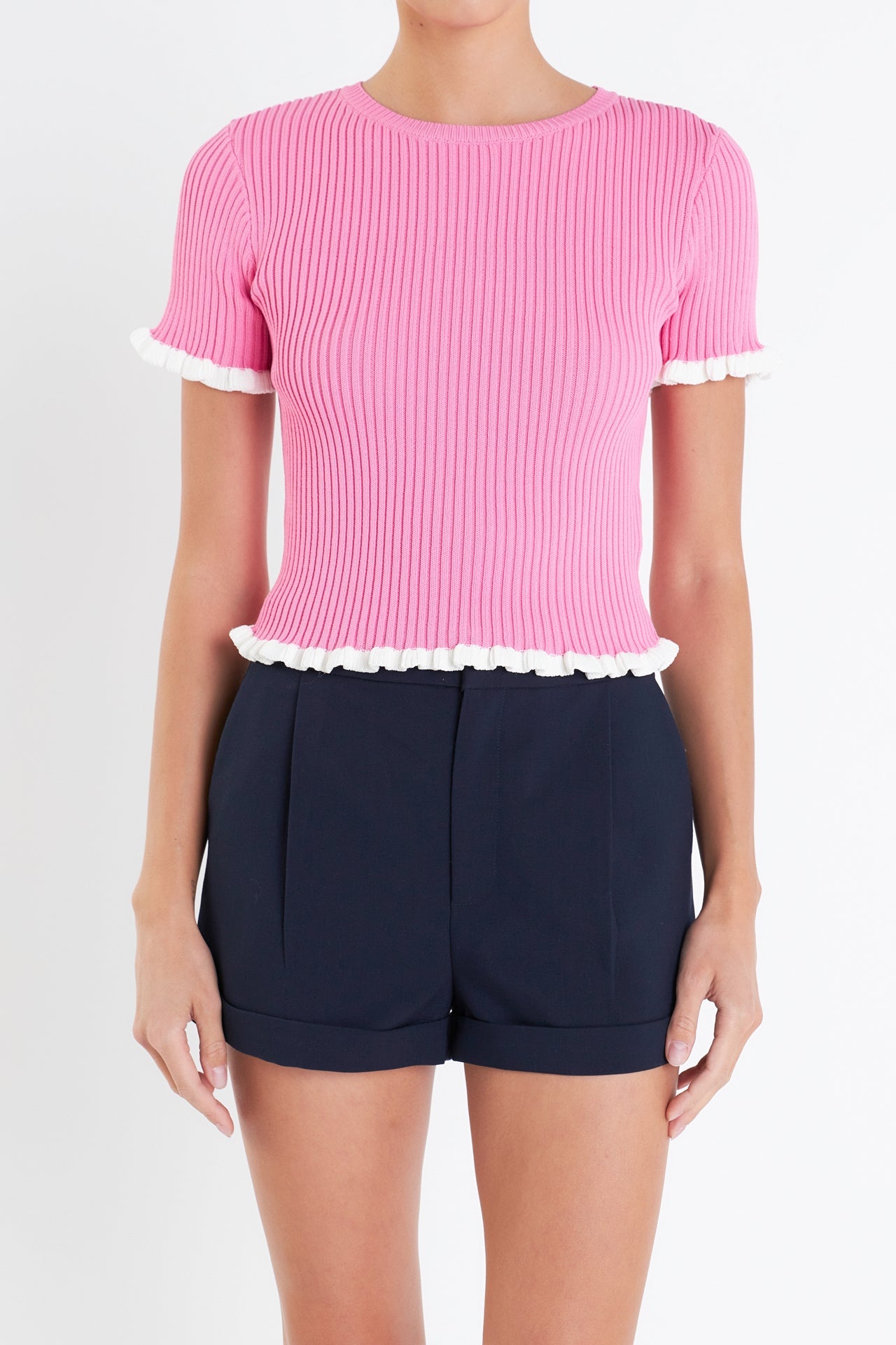 ENGLISH FACTORY - English Factory - Ruffle Detailed Knit Top - TOPS available at Objectrare