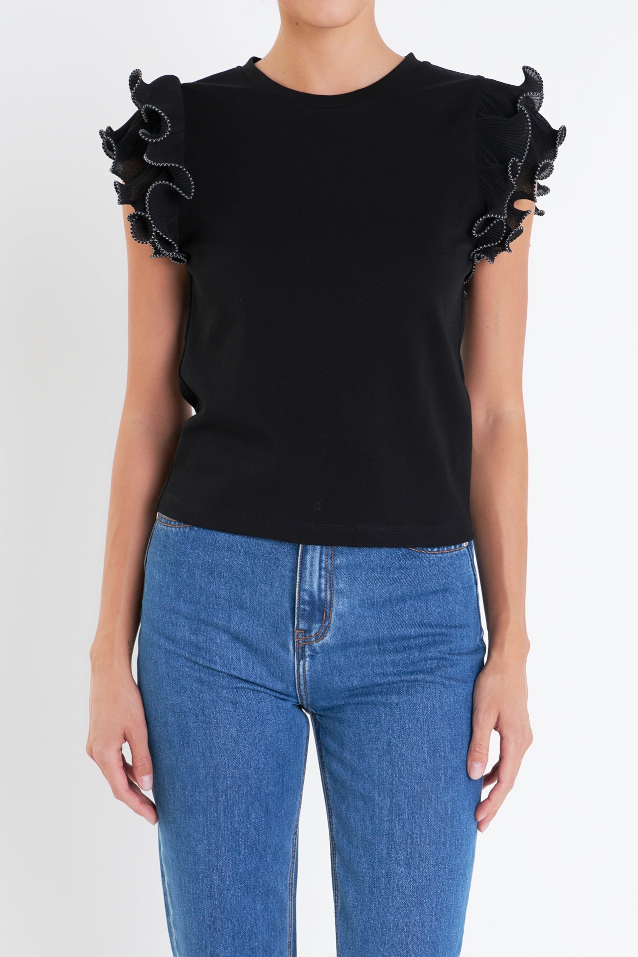 ENGLISH FACTORY - Ruffled Organza T-shirt - TOPS available at Objectrare