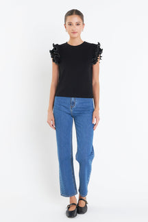 ENGLISH FACTORY - Ruffled Organza T-shirt - TOPS available at Objectrare