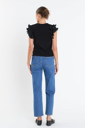 ENGLISH FACTORY - Ruffled Organza T-shirt - T-SHIRTS available at Objectrare