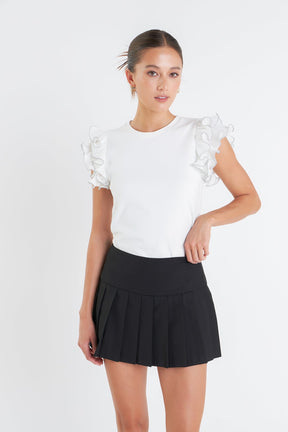 ENGLISH FACTORY - Ruffled Organza T-shirt - TOPS available at Objectrare