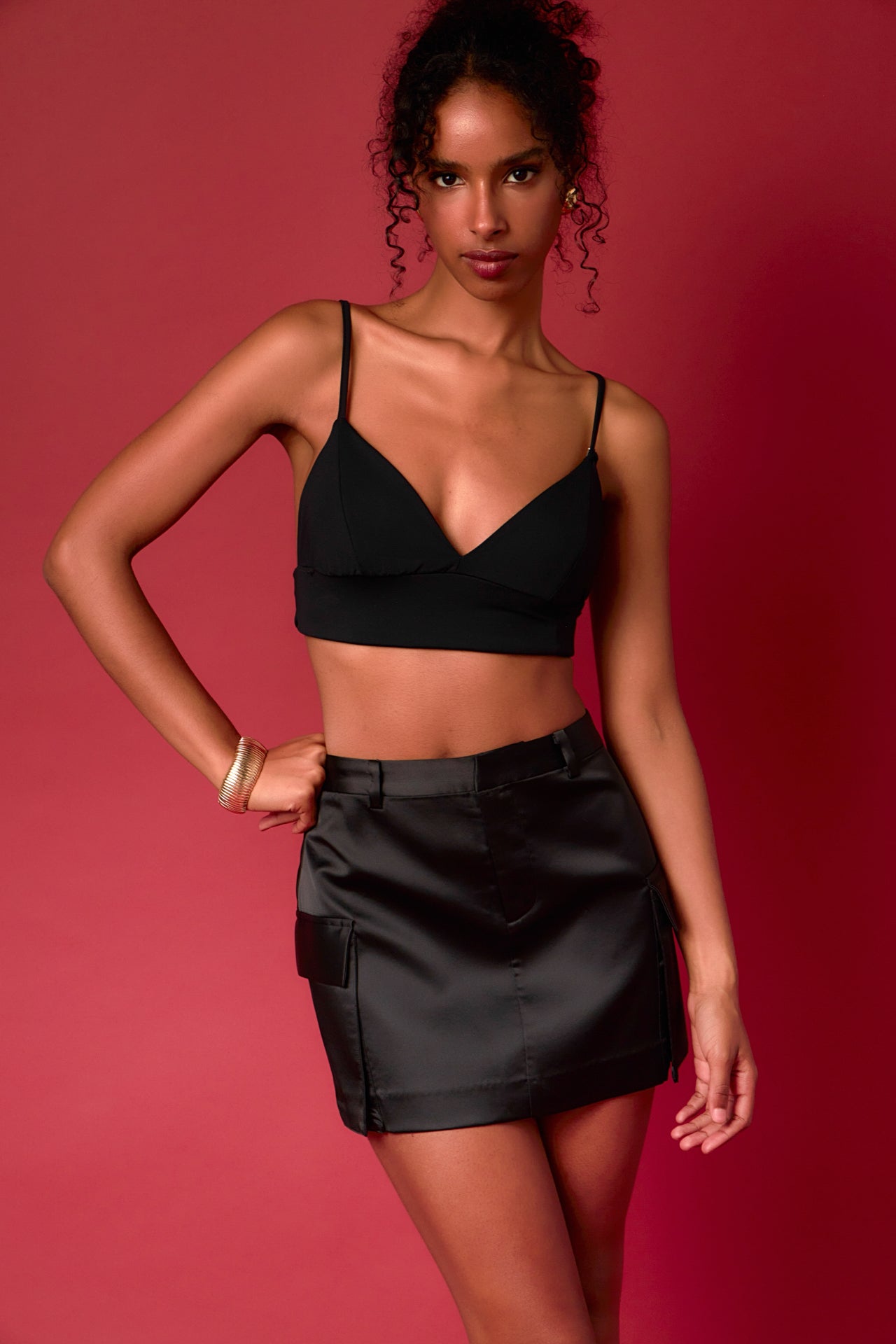 ENDLESS ROSE - Satin Cargo Mini Skirt - SKIRTS available at Objectrare