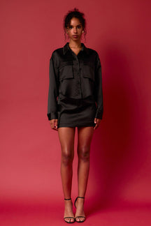 ENDLESS ROSE - Satin Pocket Detailed Top - TOPS available at Objectrare