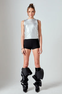 ENDLESS ROSE - Metallic Ribbed Sleeveless Top - TOPS available at Objectrare