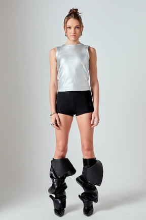 ENDLESS ROSE - Metallic Ribbed Sleeveless Top - TOPS available at Objectrare