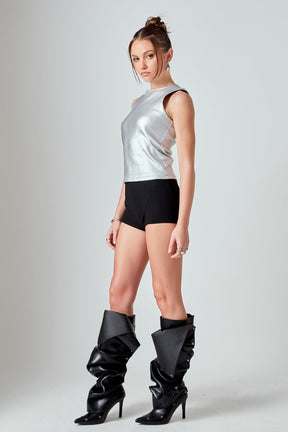 ENDLESS ROSE - Metallic Ribbed Sleeveless Top - TOPS available at Objectrare