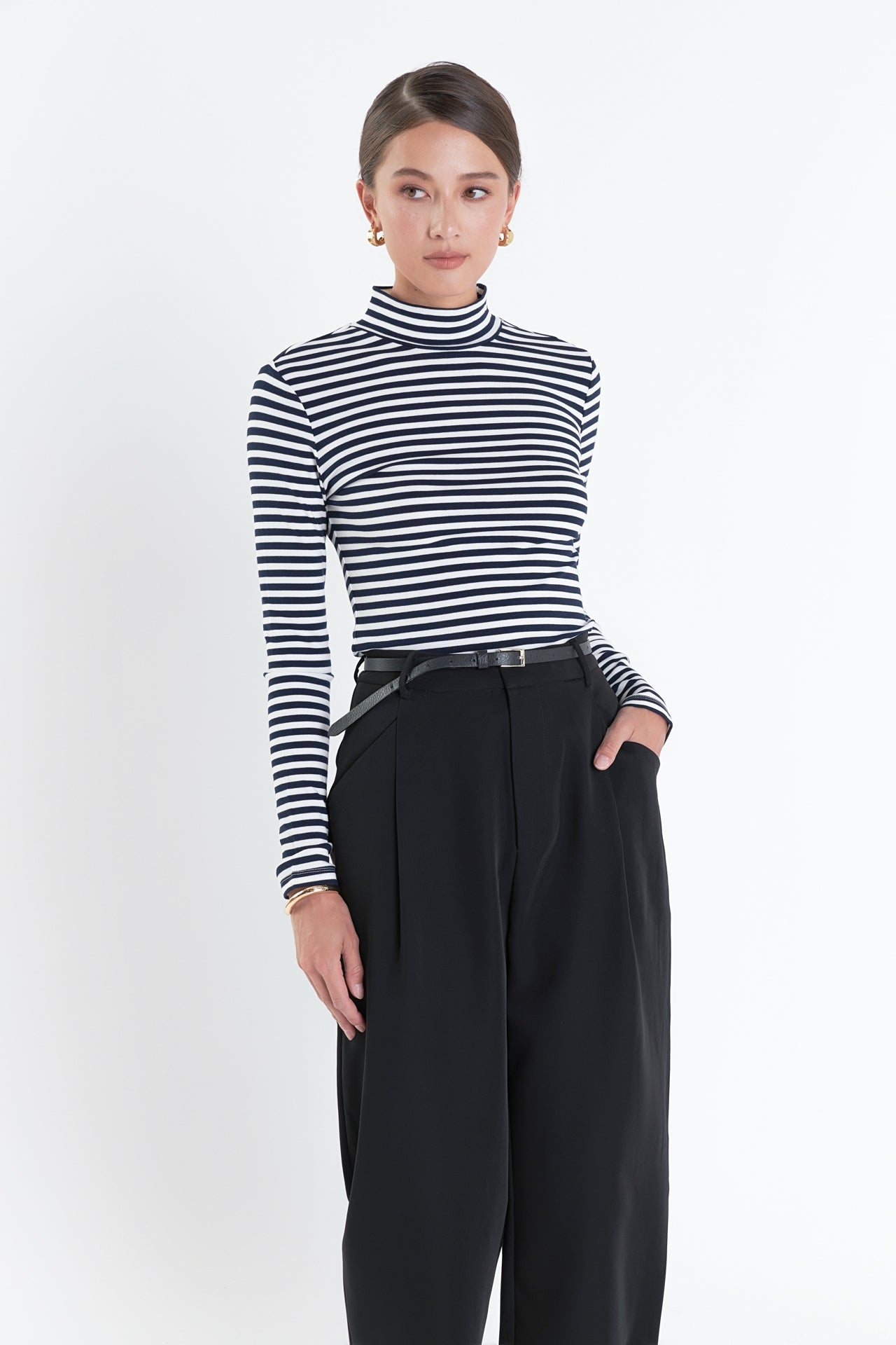 ENGLISH FACTORY - English Factory - Stripe Turtle Neck Top - TOPS available at Objectrare