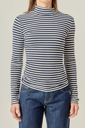 ENGLISH FACTORY - Stripe Turtle Neck Top - TOPS available at Objectrare