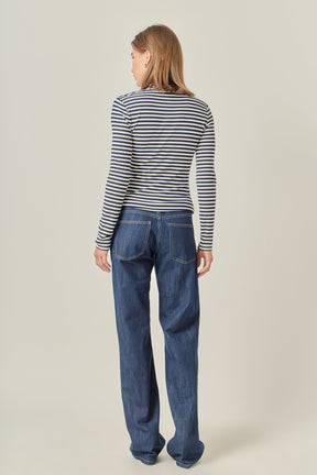 ENGLISH FACTORY - Stripe Turtle Neck Top - TOPS available at Objectrare
