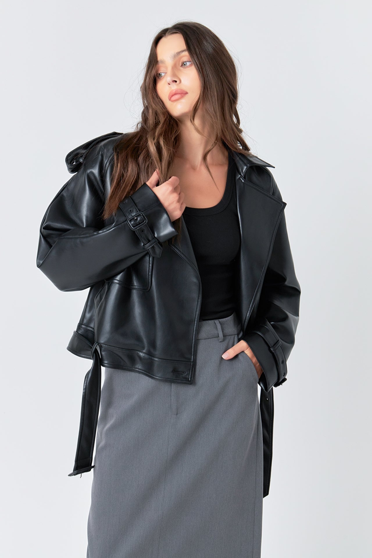 GREY LAB - Grey Lab - Trench Short Pu Jacket - JACKETS available at Objectrare