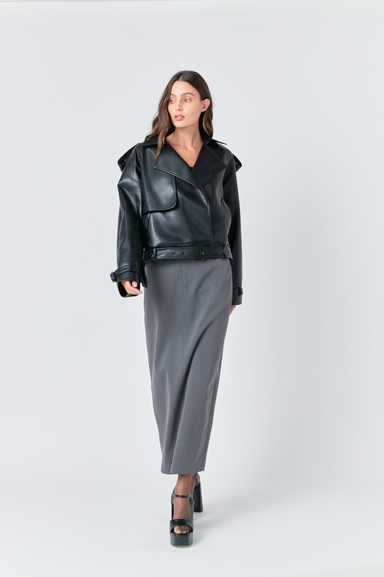 GREY LAB - Grey Lab - Trench Short Pu Jacket - JACKETS available at Objectrare