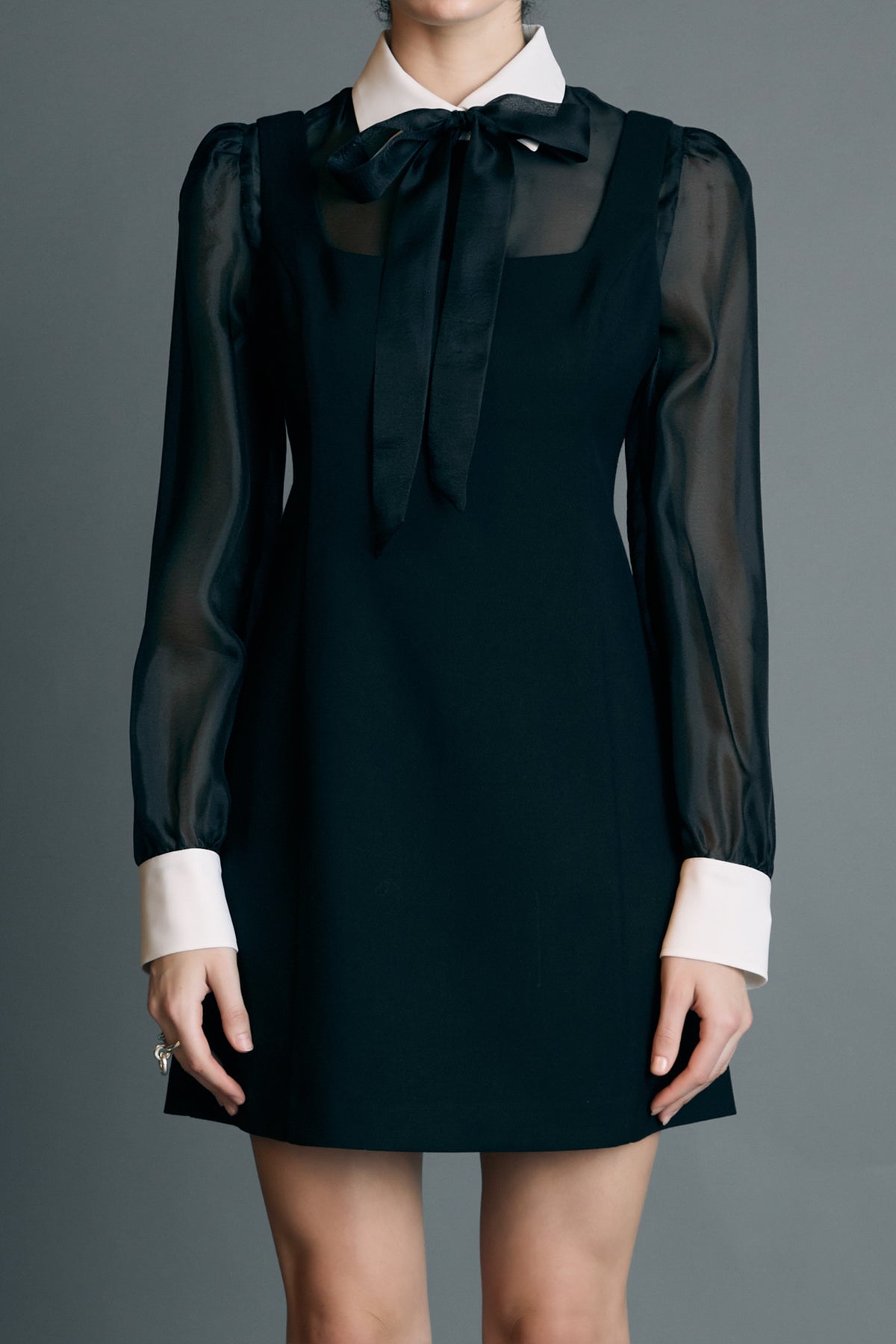 ENGLISH FACTORY - Twill Black Mini Dress - DRESSES available at Objectrare