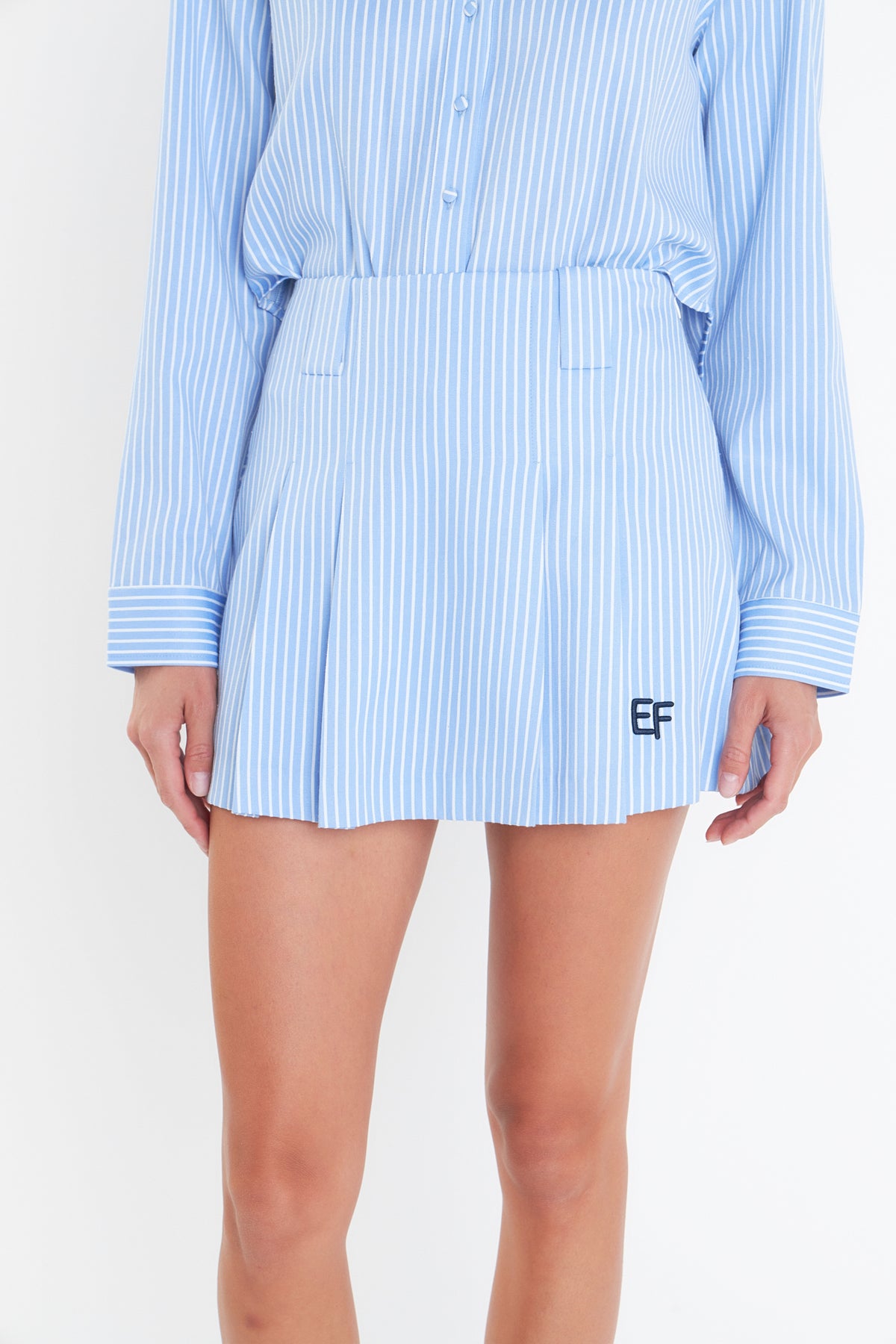 ENGLISH FACTORY - Stripe Mini Pleated Skort - SKORTS available at Objectrare