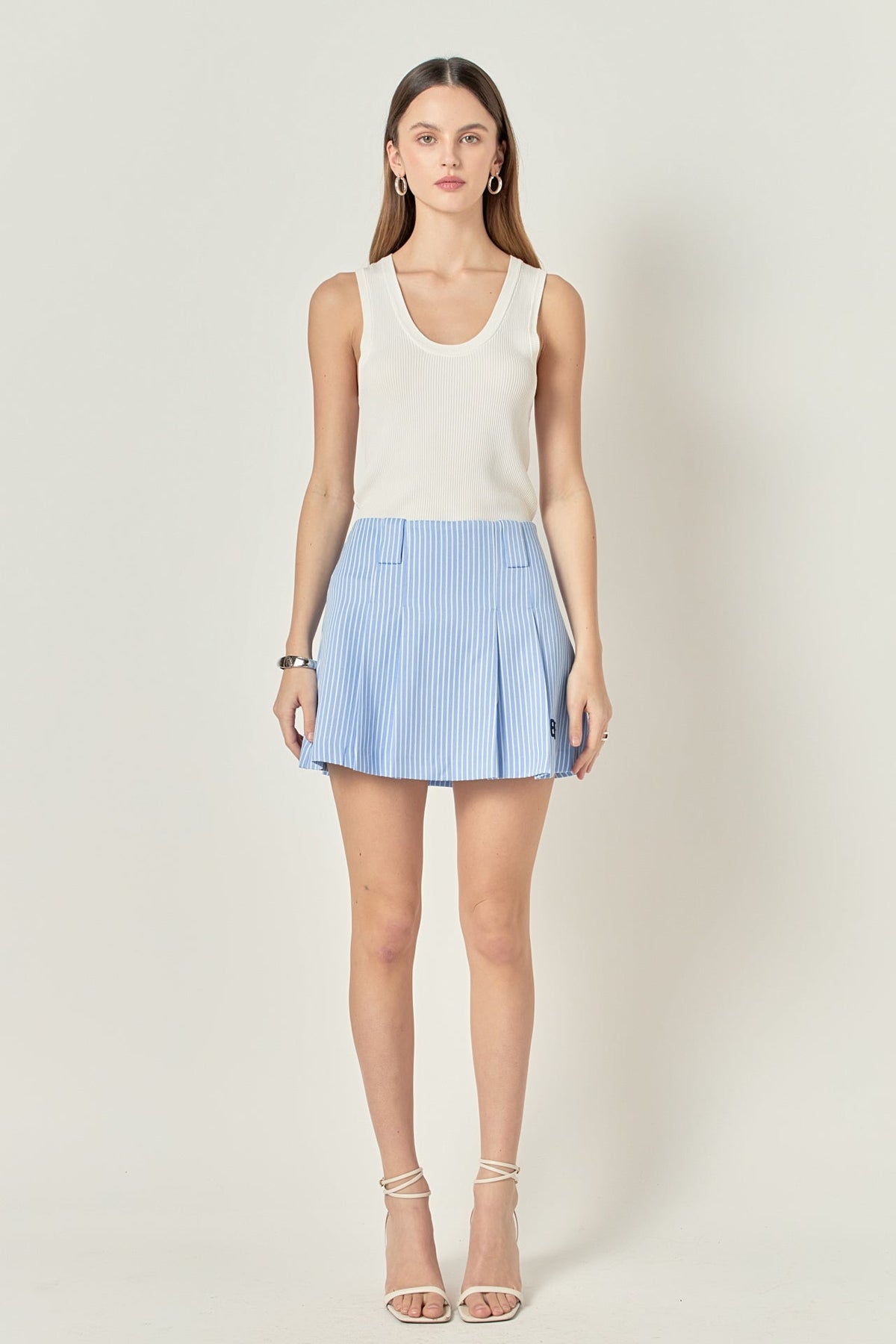 Stripe Mini Pleated Skort
