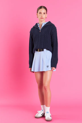 ENGLISH FACTORY - English Factory - Stripe Mini Pleated Skort - SKORTS available at Objectrare