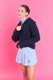 ENGLISH FACTORY - Stripe Mini Pleated Skort - SKORTS available at Objectrare