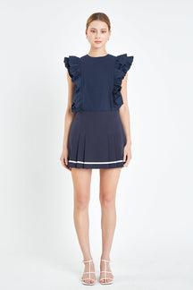Poplin Ruffle Detail Sleeveless Top